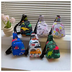 Sac banane polyvalent pour enfants, sac de poitrine de dinosaure de dessin animé, fermeture éclair mignonne, poudres d'argent pour fille et garçon