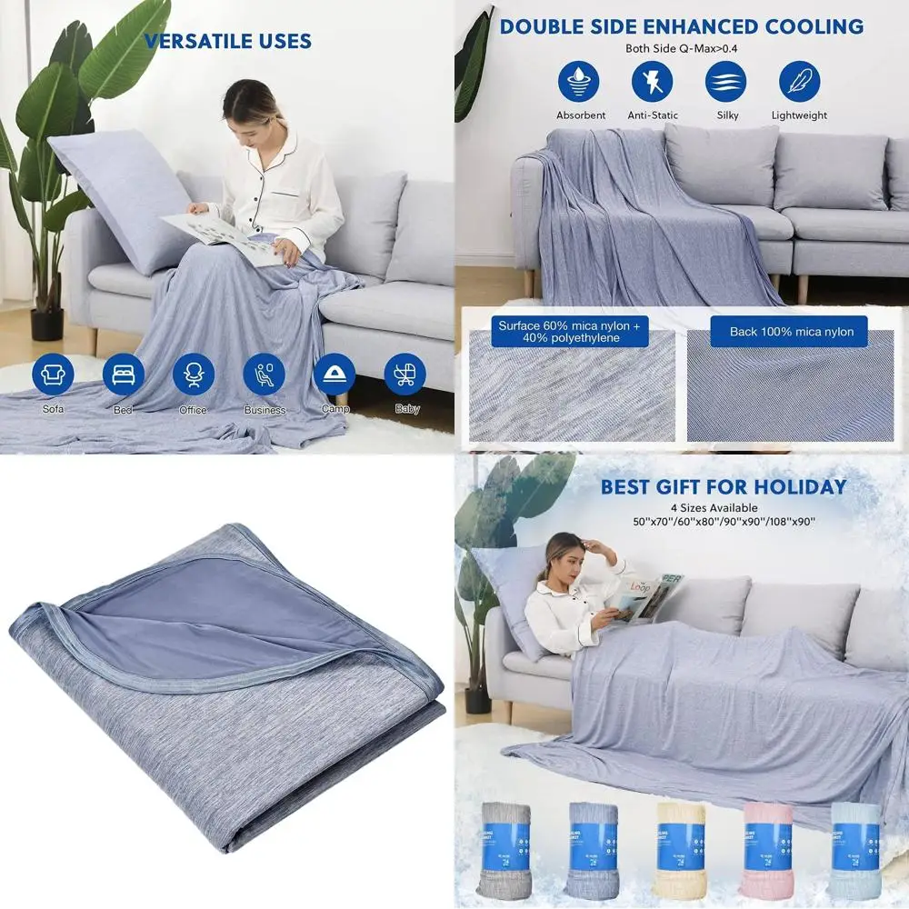 

Lightweight Breathable Cooling Blanket for Hot Sleepers - Soft Double-Sided, Perfect for Bed, Couch, Sofa, Night Sweats Relief (