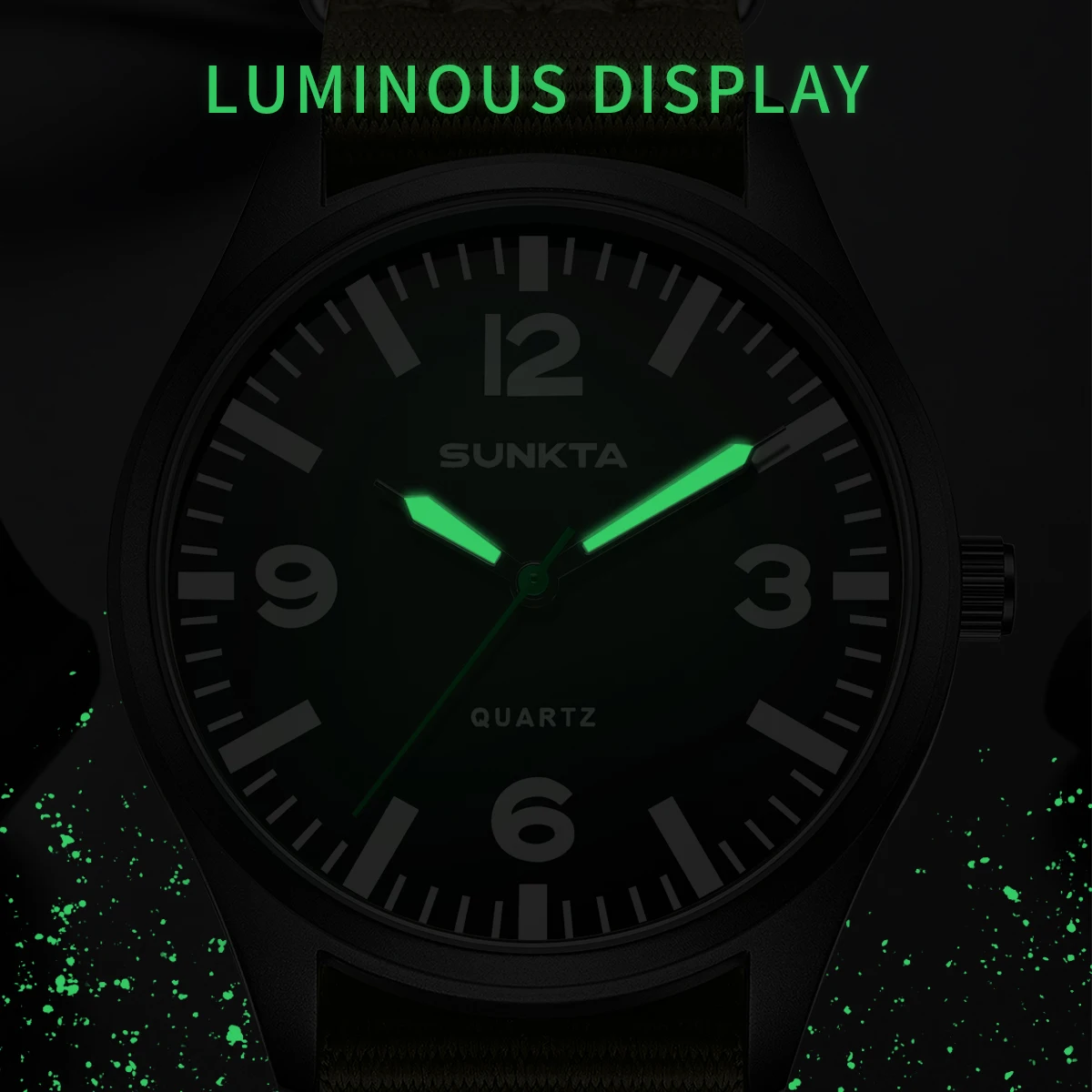 LIGE 선타 패션 클래식 시계 아웃도어 캐주얼 스포츠 나일론 스트랩 방수 발광 쿼츠 시계 남성용 선물