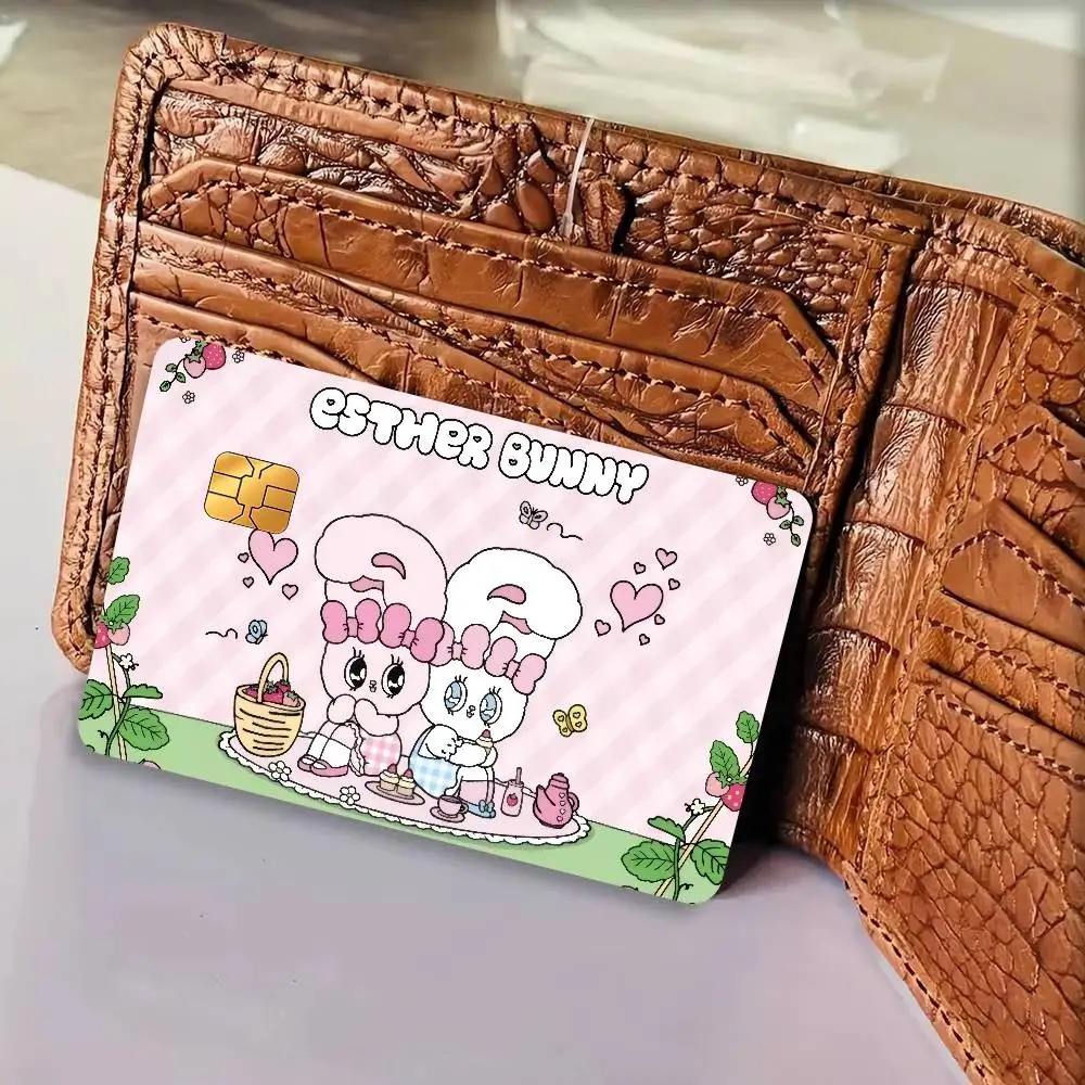 E-Esther Bunny Cartoon   Game Film Cover Sticker Case for Small Chip Credit Debit Card Front Side 1 set of 4 pcs