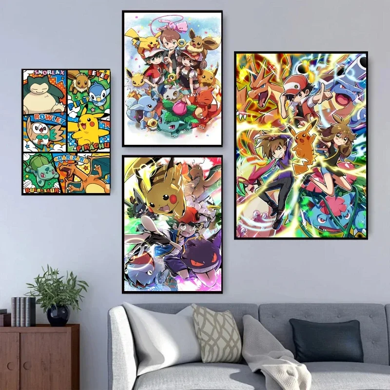 

Print on Canvas Pokemon Pikachu Wall Art Home Modern Living Room Friends Gift Decoration Paintings Decorative Aesthetic Poster