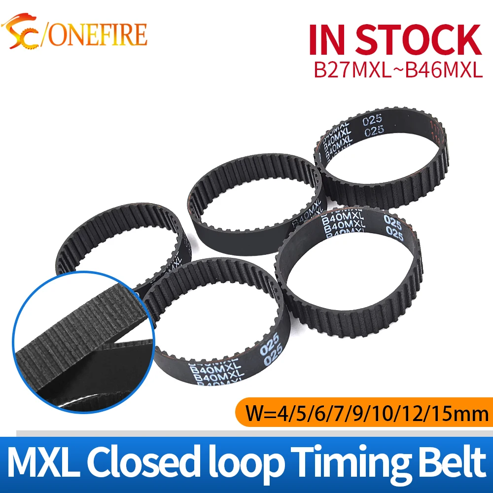 MXL Timing Belt B27MXL to B46MXL MXL Synchronous Belt Width 4/5/6/7/9/10/12/15mm Closed Loop Drive Belt MXL Rubber Timing Belt