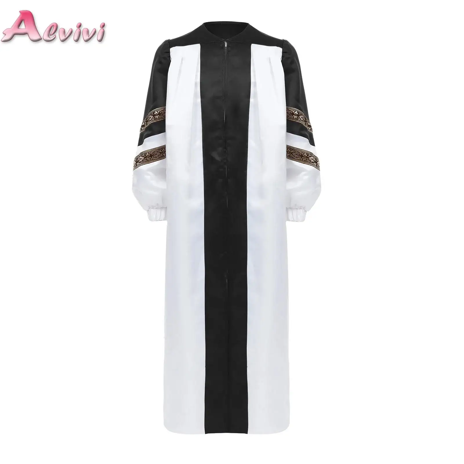 

Girls Boys Long Sleeve Choir Church Robe Stand Collar Graduation School Celebrations Ceremony Gown Halloween Cosplay Costume