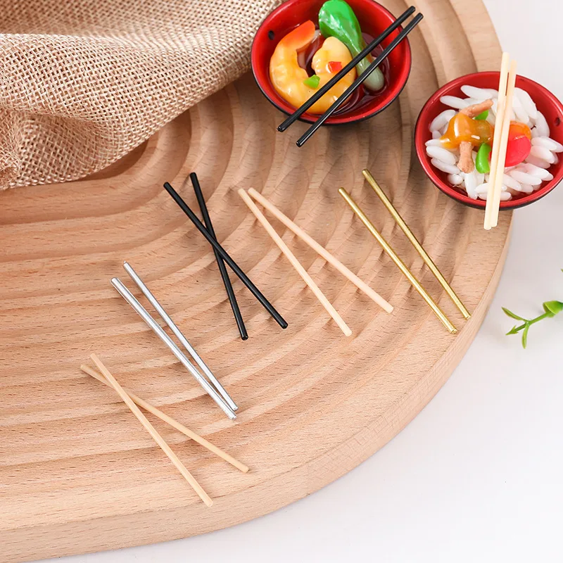 Miniature Plastic Simulation Chopsticks Model DIY Dollhouse Kitchen Toy Accessories Educational Play Food Supplies 20pair/lot