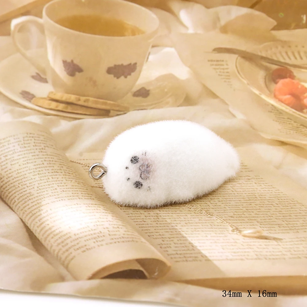 20Pcs 3D Flocking Cartoon Seal Animal Charms for Necklace Earrings Keychain Widgets Making DIY Jewelry Accessories Wholesale