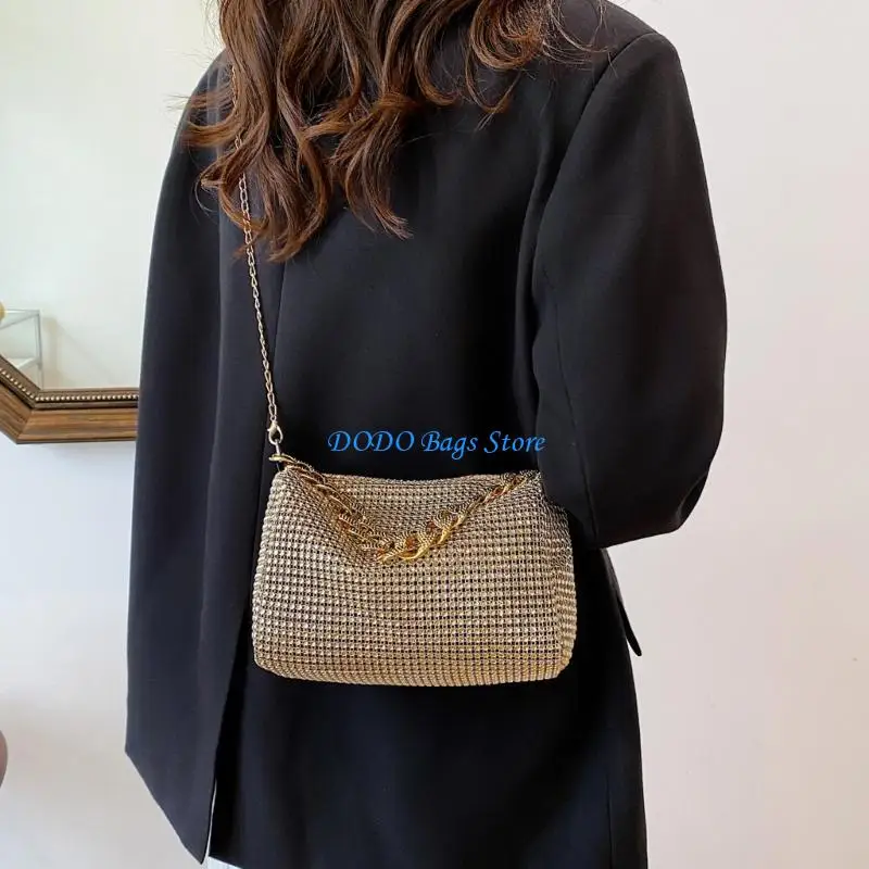 Borsa da donna con glitter e borsa a tracolla da viaggio, pochette da sotto le ascelle, per feste, matrimoni