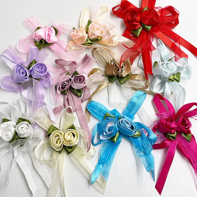 10pcs Big Padd Ribbon Bows Flower Appliques sew Craft Kid\'s cloth Lots A410