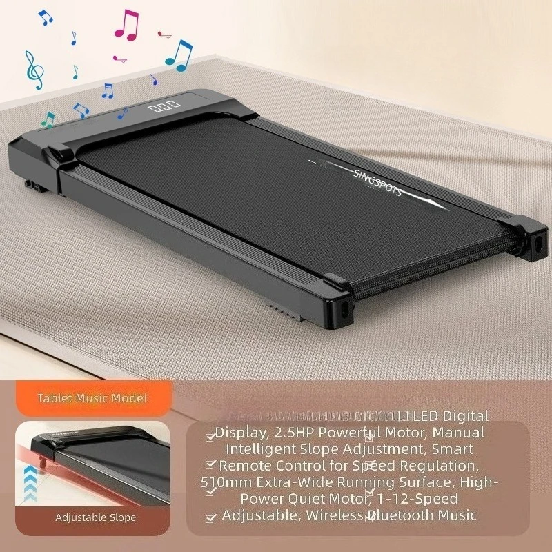 U-Shaped Safety Handle Treadmill, Foldable Quiet Electric Walking Jogging Machine for Home Gym, Incline Function, Small Size