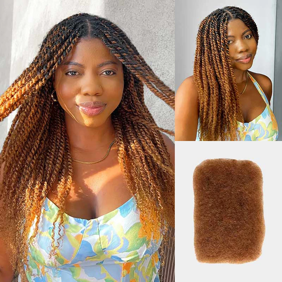 Queen Virgin Remy peruvian Hair Afro kinky Bulk Human Hair For Braiding Dreadlock Hair Brown Color 50g/Pc Extension BraidHair