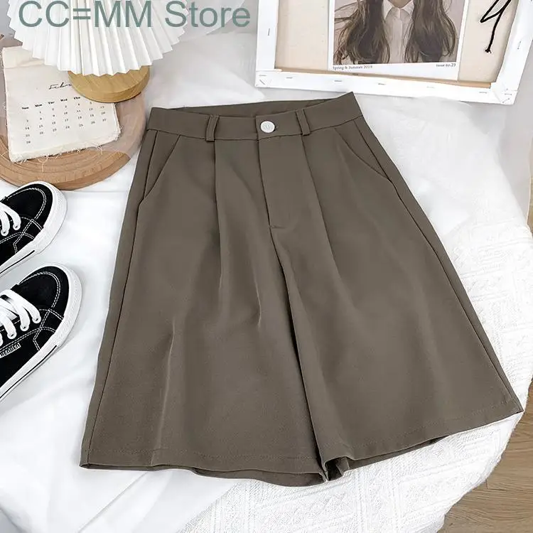 New Suits Shorts for Women Summer Korean Fashion Elegant Office Ladies Work Pants High Waisted Casual Wide Leg Shorts