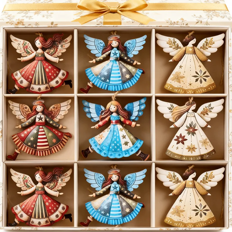 

4/40x Cartoon Wooden Angels DIY Christmas Ornaments Pendant Holiday Tree Decor Festive Hanging Pendants Xmas Party Supplies Gift