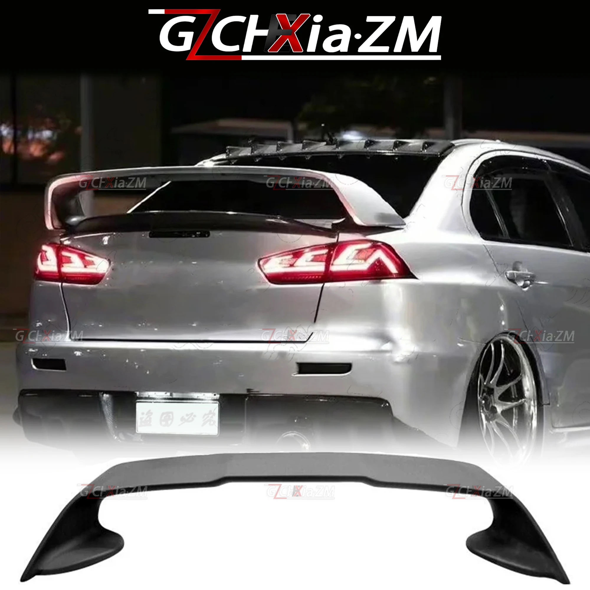For Mitsubishi LANCER EVO Black Spoiler 2008-2015 ABS Material Primer Automotive Rear Wing Decoration Trunk Cover Kit Board Wing