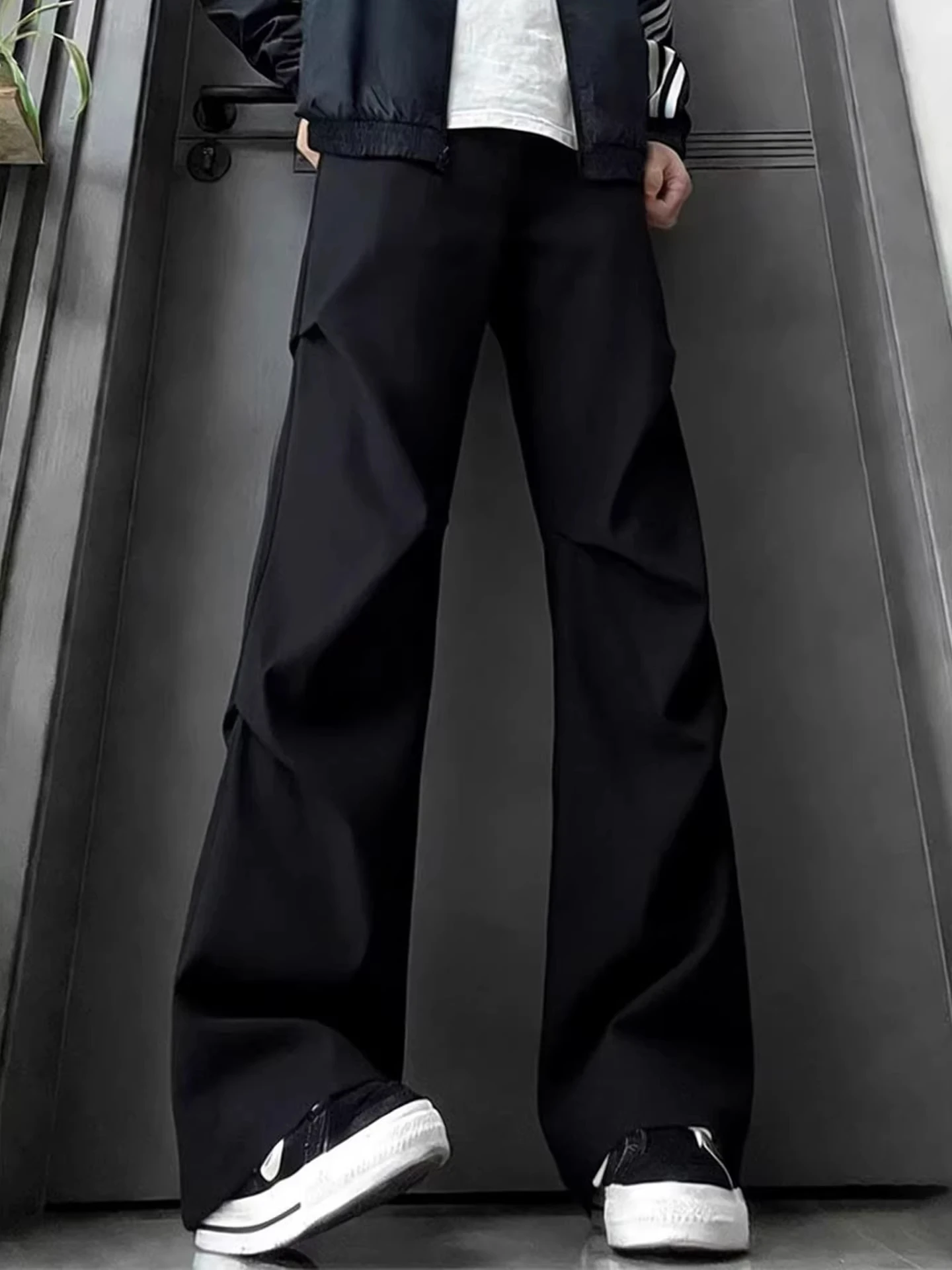 

Мужские повседневные брюки Bla с плиссировкой и расклешением, весна 2026, новые, прямого кроя, струящиеся, с эффектом драпировки, свободные, на резинке