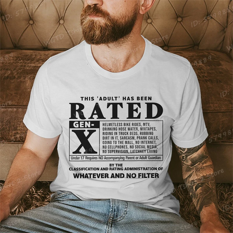 Funny Generation X T-shirts This 'Bout' Has Been Rated Gen X Print T-shirt, Short Sleeve Casual Summer Tees, Men's Clothing