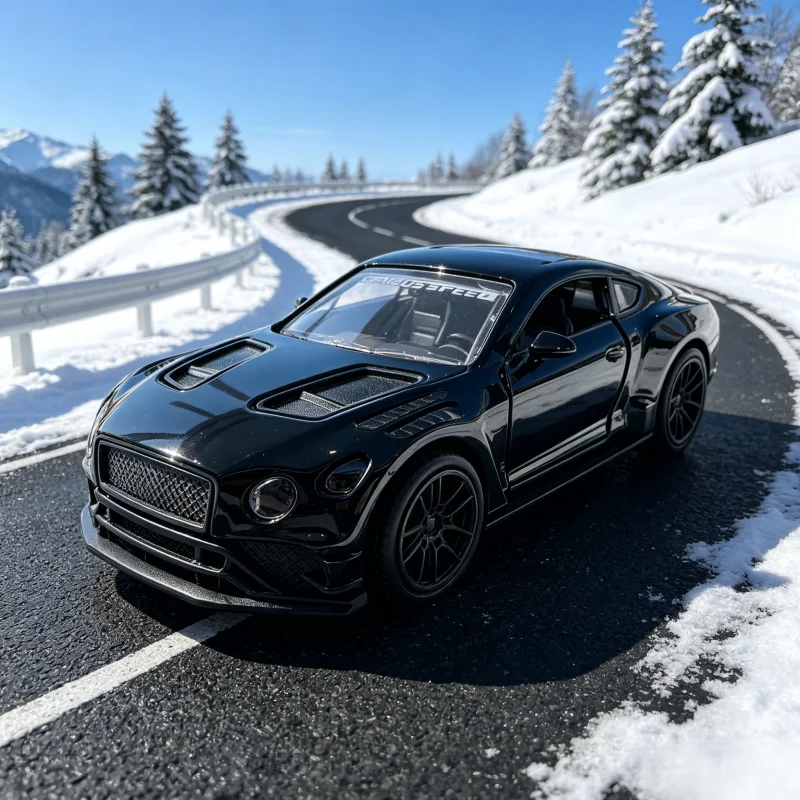 Scale Alloy Car Model, Black Sports Car, Metal Material, Hinged Doors, Pull-Back Design, Realistic coupe Replica, desktop C