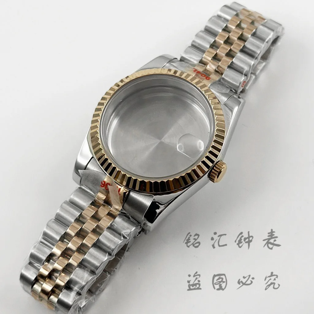36MM/40MM Fluted Curved Glide Lock Clasp Strap Sapphire Crystal Watch Case For NH34 NH35 NH36 NH38 NH70 NH72 ETA 2824 Movement image 3