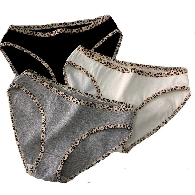 

New Leopard Solid Womens Panties Cotton Smooth Girls Sexy Underwear Mid Waist Female Briefs Butt Lift Sports Swimwear Wholesale