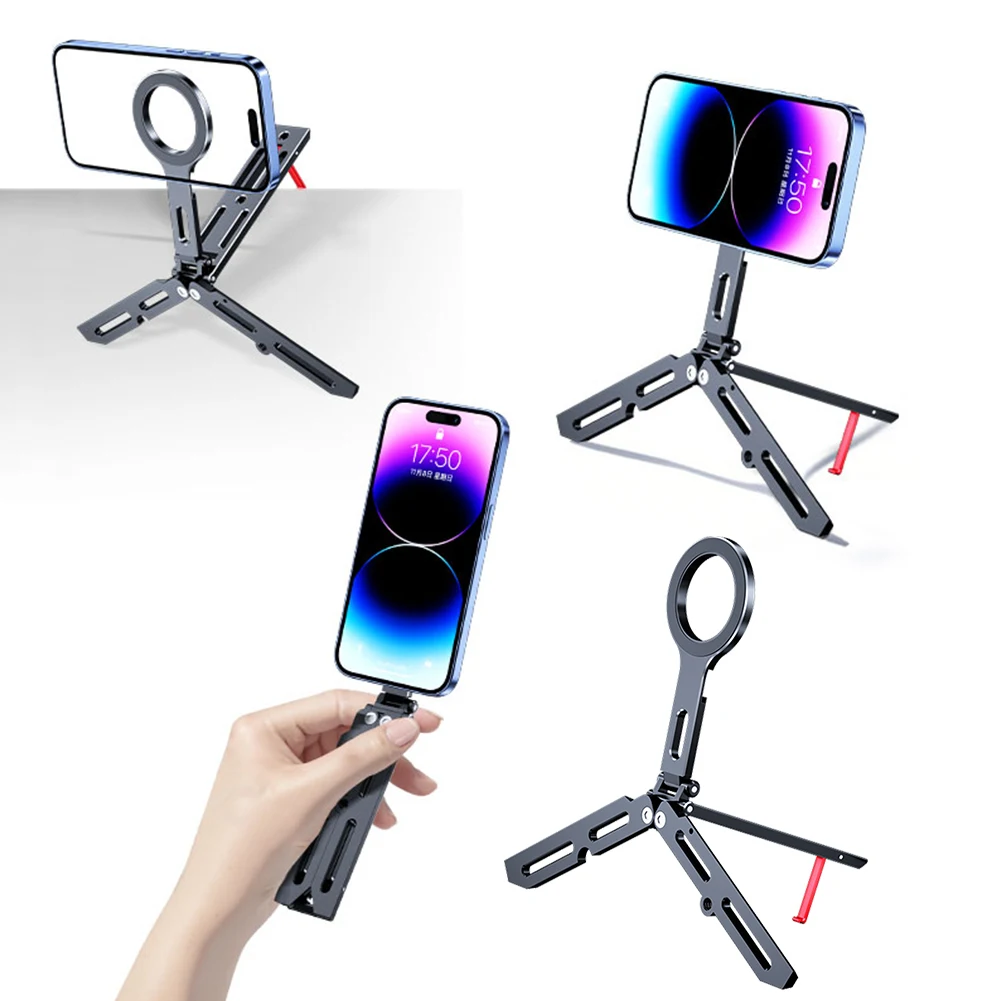

for Magsafe Magnetic Ring Alloy Phone Holder Smartphone Mini Tripod Smartphone Stand Holder Aluminum 1/4inch Screw for Iphone