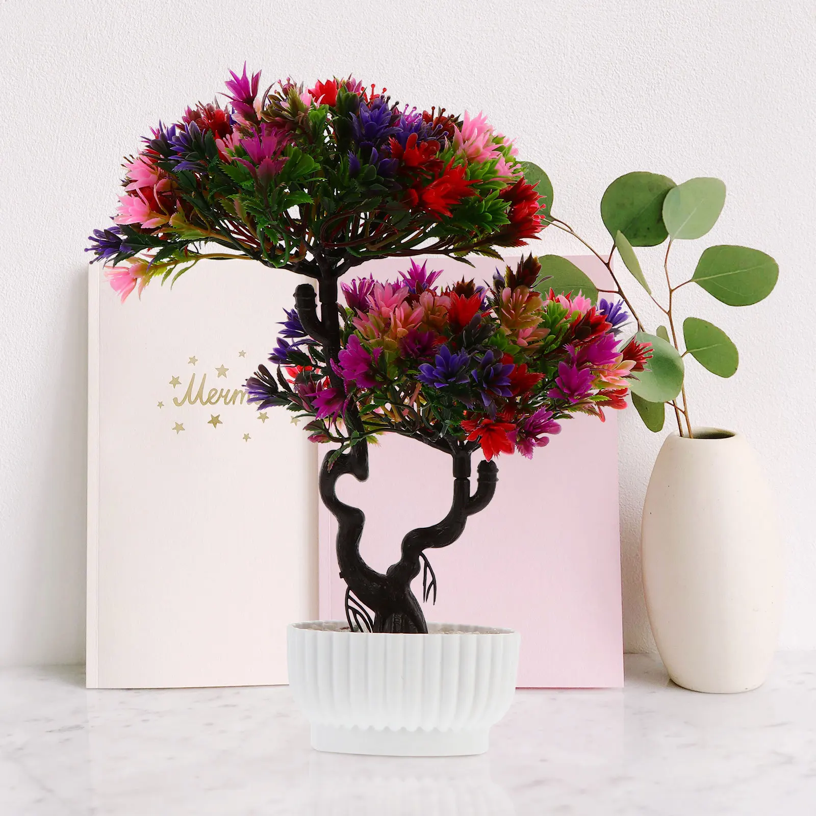 

1Pcs Artificial Bonsai Lifelike Potted Plant Small Exquisite Decoration Easy to Take Care of Bright Appearance Home Decor