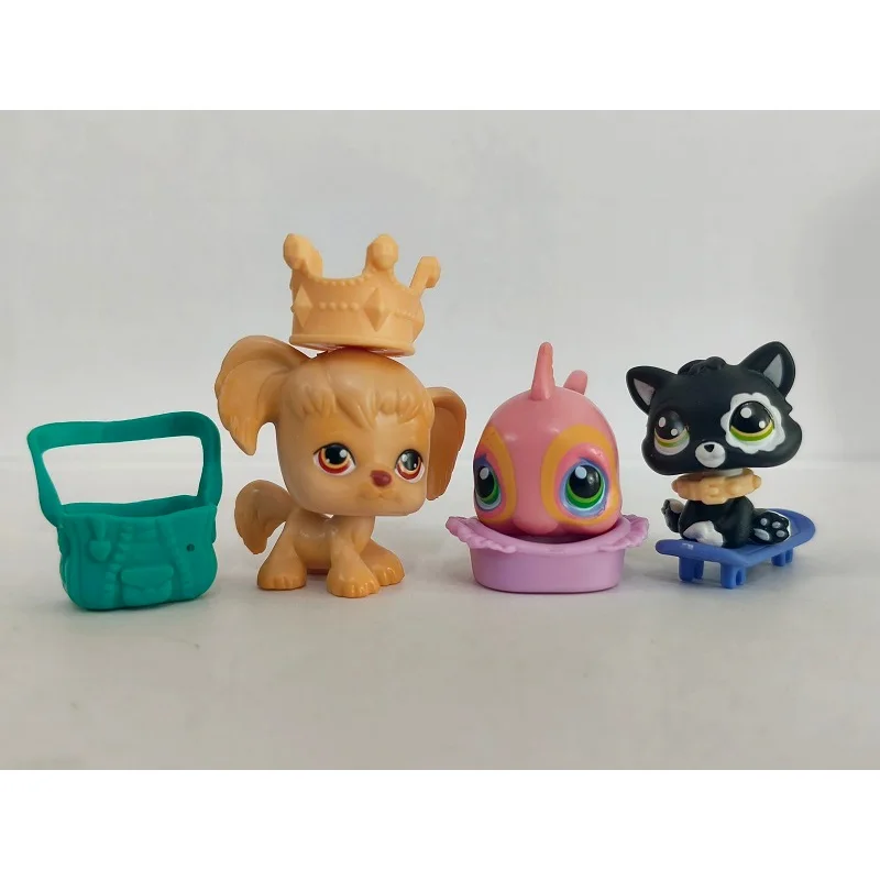 

3pcs/lot LPS Figure Dog Fish Kitten #26#6617 W/Accessories Pet Shop Mini toy