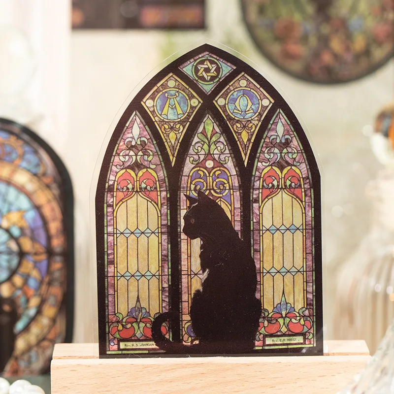 

10pcs/lot Kawaii Stationery Stickers shadow of a cat in the night Junk journaling stickers Planner Decorative Scrapbooking