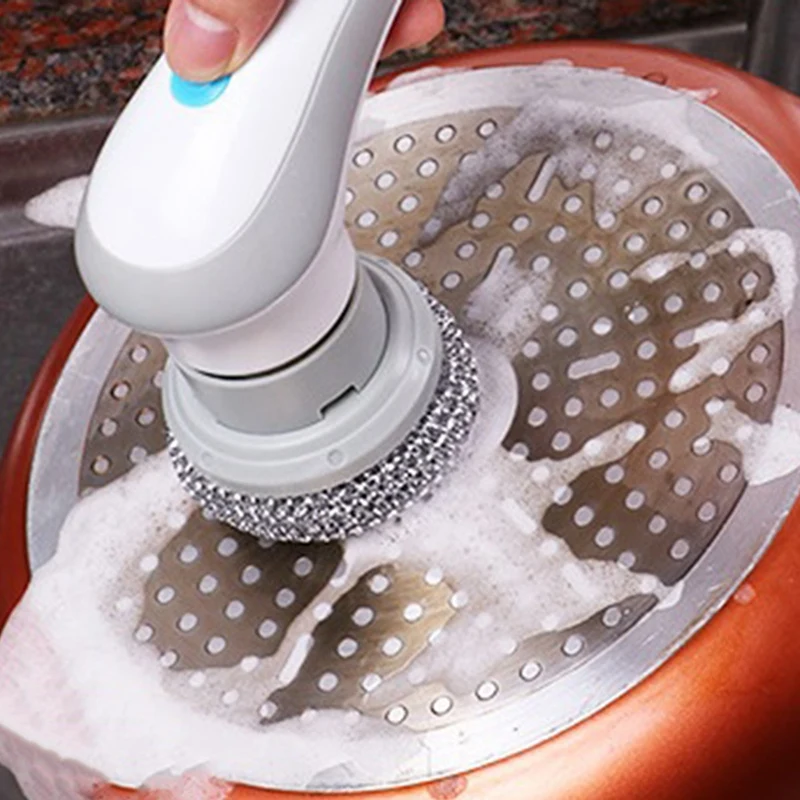 Electric Spin Scrubber With 3 Replaceable Brush Plastic For Bathroom Bathtub Kitchen