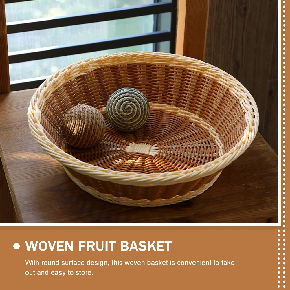 

Imitation Rattan Woven Fruit Basket Multi-Use Storage Basket for Household Desktop Snacks Sundries Organizer Fruit Baskets