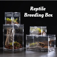 Reptile Terrarium Habitat Breeding Box Acrylic Transparent Reptiles Cage Nano Arboreal Tarantula Enclosure Dearded Dragon 파충류