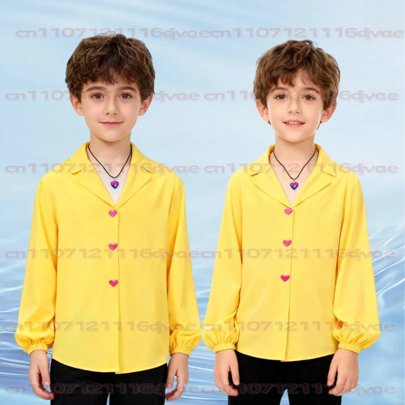 Niños película k-pop Saja niños Romance Cosplay disfraz camisa amarilla fiesta de Halloween cuello en V camisa de manga larga para niños