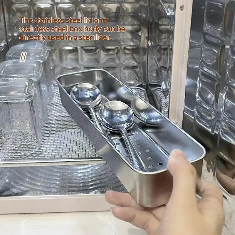 Stainless Steel Cutlery Storage Box Ventilated Draining Chopsticks Cage for Apartment Dorm Kitchen Utensil Organizer