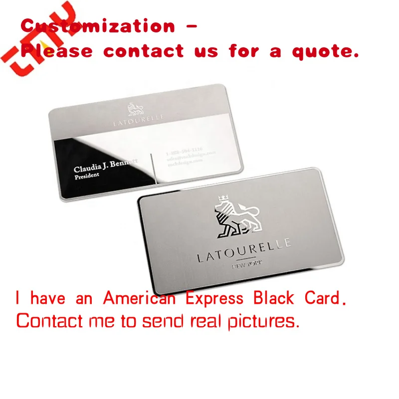 

custom.Unique 0.8MM Thick Custom Printing Luxury Blank Stainless Steel Mirror Metal Business Card Laser Engra