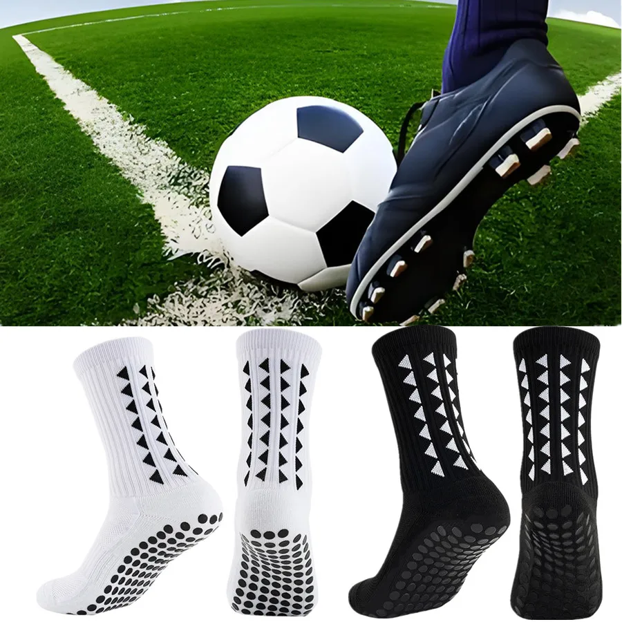 Unisex Non Slip Grip Athletic Socks with Towel Bottom for Football Basketball Baseball Rugby Soccer Players and Cycling