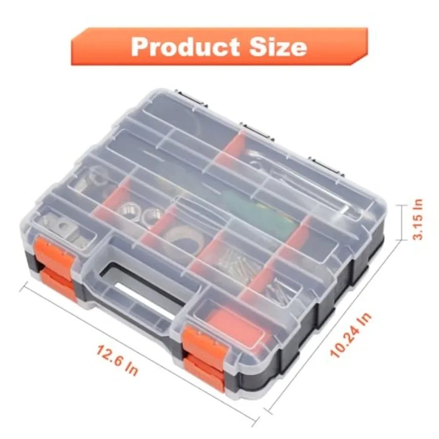 Kleinteiliger Organizer mit 34 Fächern, doppelseitiges Design zur effizienten Aufbewahrung von Hardware, Schrauben, Bolzen, Nägeln, Muttern, Perlen a