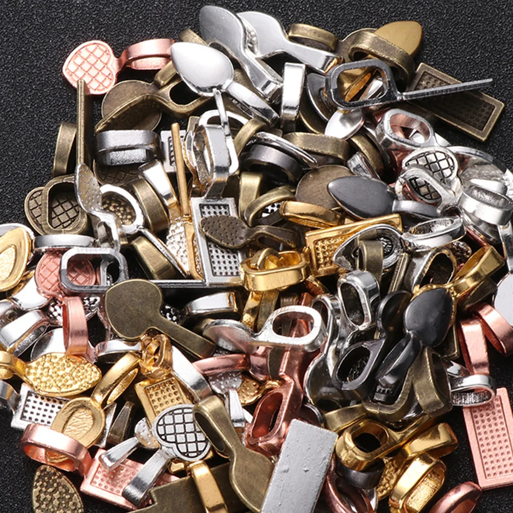 240Pcs Zinc Alloy DIY Jewelry Pendant Shovel Flat Pad Glue on Bails for Resin Cameo Photo Jewelry Making Accessories