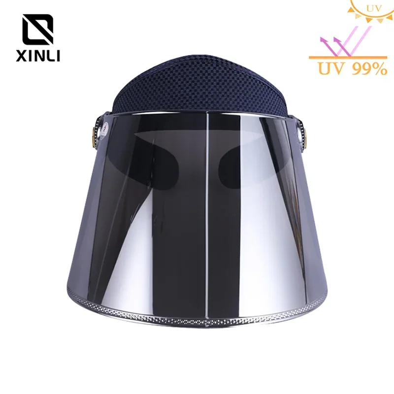 Outdoor Beach Visors for Men and Women Unisex Transparent Gradient Grey Sunscreen UV Protect PVC Soft Board Hat Empty Top Hats