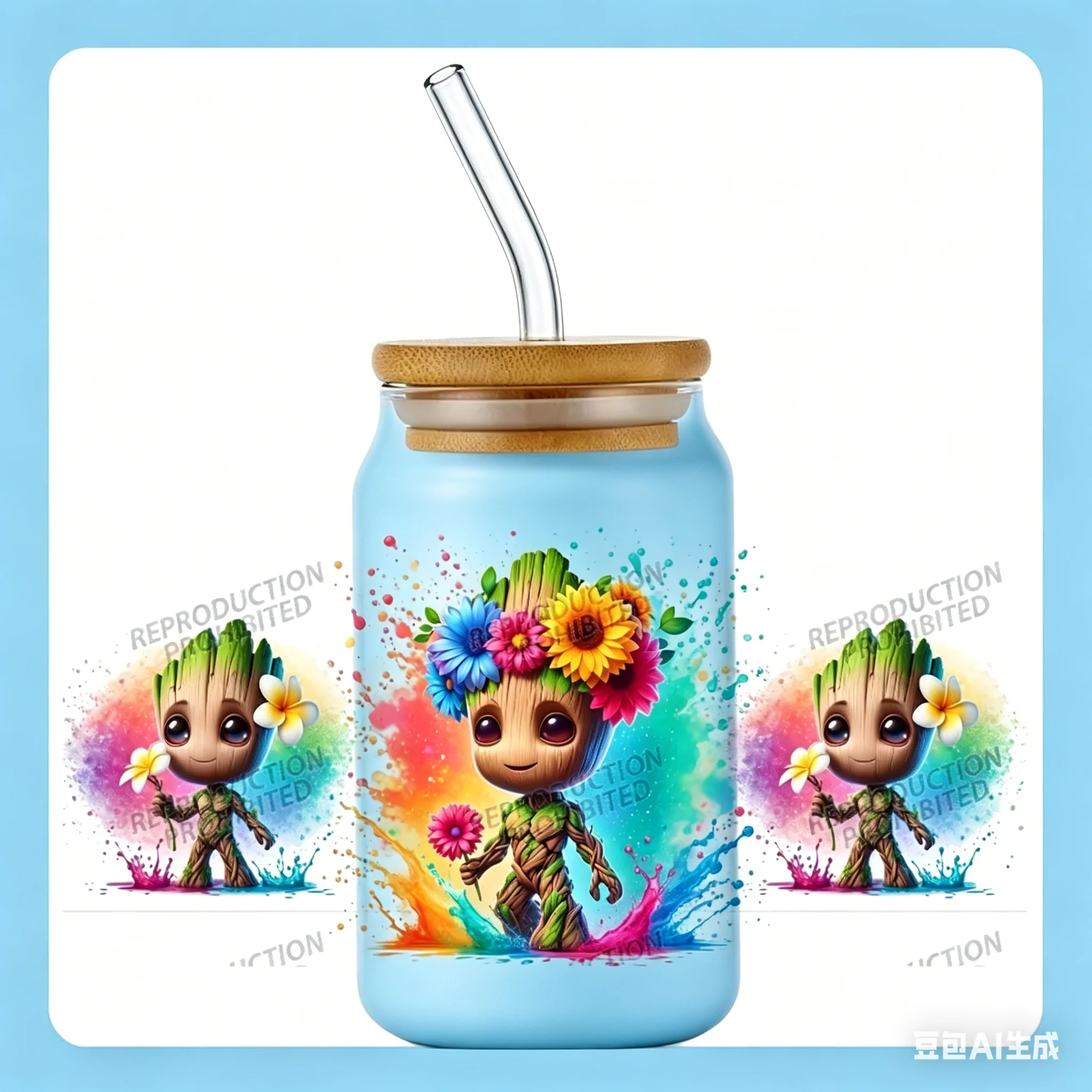 Tree Man Hero UV DTF Cup Wrap 16oz Libbey Glass Can DIY Aufkleber Selbstklebende, waschbare Transferaufkleber Langlebige Glasabziehbilder