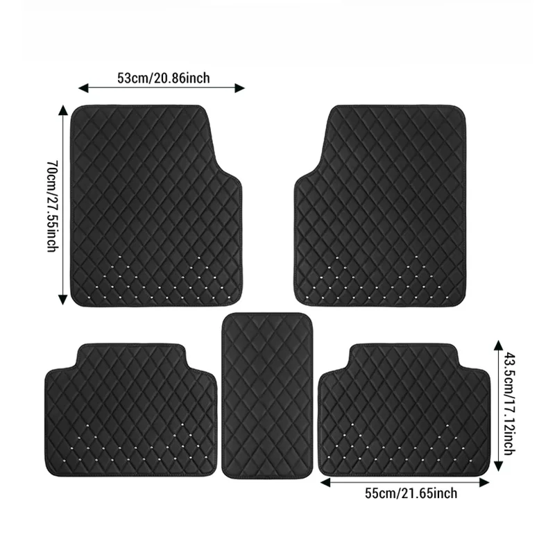 Waterproof Diamond-encrusted PU Leather Car Mats Easy to Clean Unisex Luxurious Auto Decor Washable Dustproof Floor Foot Mat
