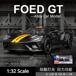 1:32 Scale 2017 Ford GT Sports Car High Simulation Diecast Metal Alloy Model car Sound Light Pull Back Collection Kids Toy Gifts