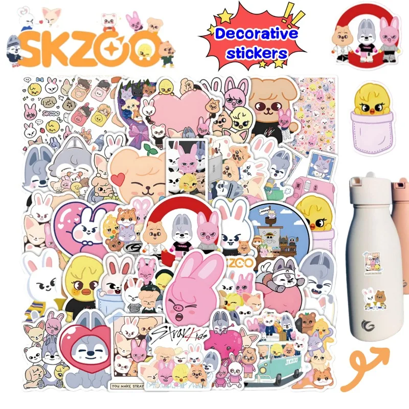 

New Stray Kids PuppyM Bbokari Jiniret Foxi.ny Creative Cartoon Sticker Water Cup Scooter DIY Decoration Stickers Gift Wholesale