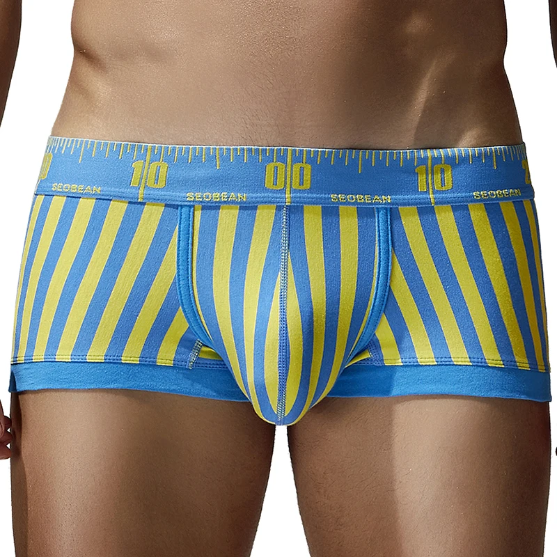 

Men's flat angle underwear made of cotton, slim fit, low waisted, comfortable and breathable stripes, fashionable and youthful