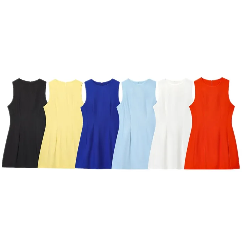 Summer New Arrival Women's Faion Slim Fit Fluffy round Ne Svel ort Dr Versatile High Waist Cotton Blend Dr