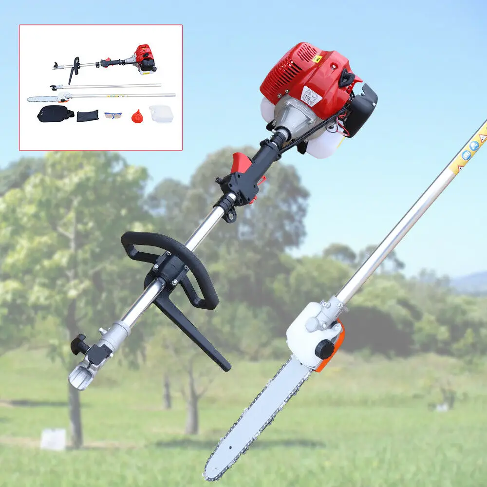 42.7CC 2-Stroke Gas Powered Pole Saw Split Shaft Chainsaw Pruner Trimmer 12