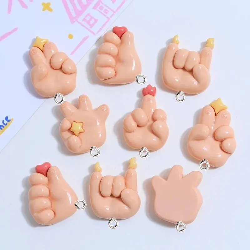 10Pcs Kawaii Cute Finger Plaything Resin Pendant DIY Earrings Necklace Pendants Bracelet Keychain Decoration Flat Back Resin