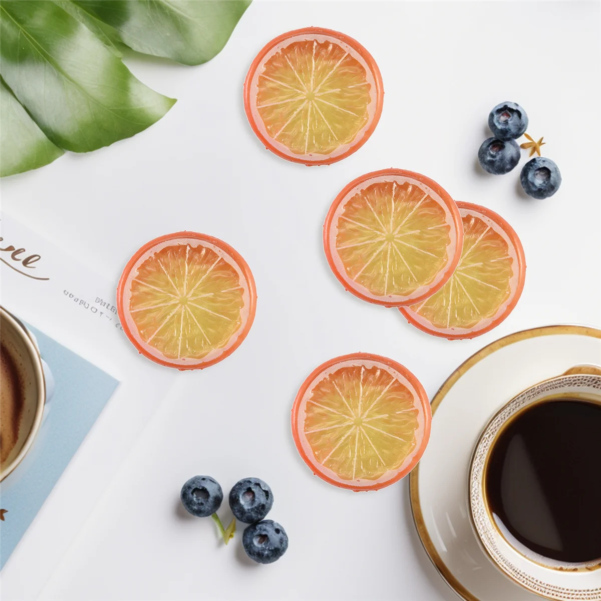 10 шт. поддельные ломтики лимона, искусственные фрукты, высокая имитация, реалистичная модель для украшения дома, вечеринки, оранжевый