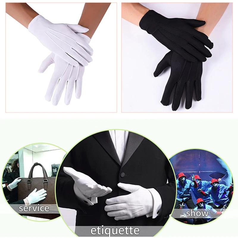 Men\'s New Solid Tuxedo Gloves Party Festive Wedding Ceremony Formal Uniform Guard Band Butler Protection Etiquette Mittens