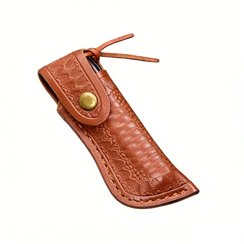 PU Leather Knife Sheath Outdoor Folding Knife Cover Protective Case Pouch for Blade Storage and Transport view 3