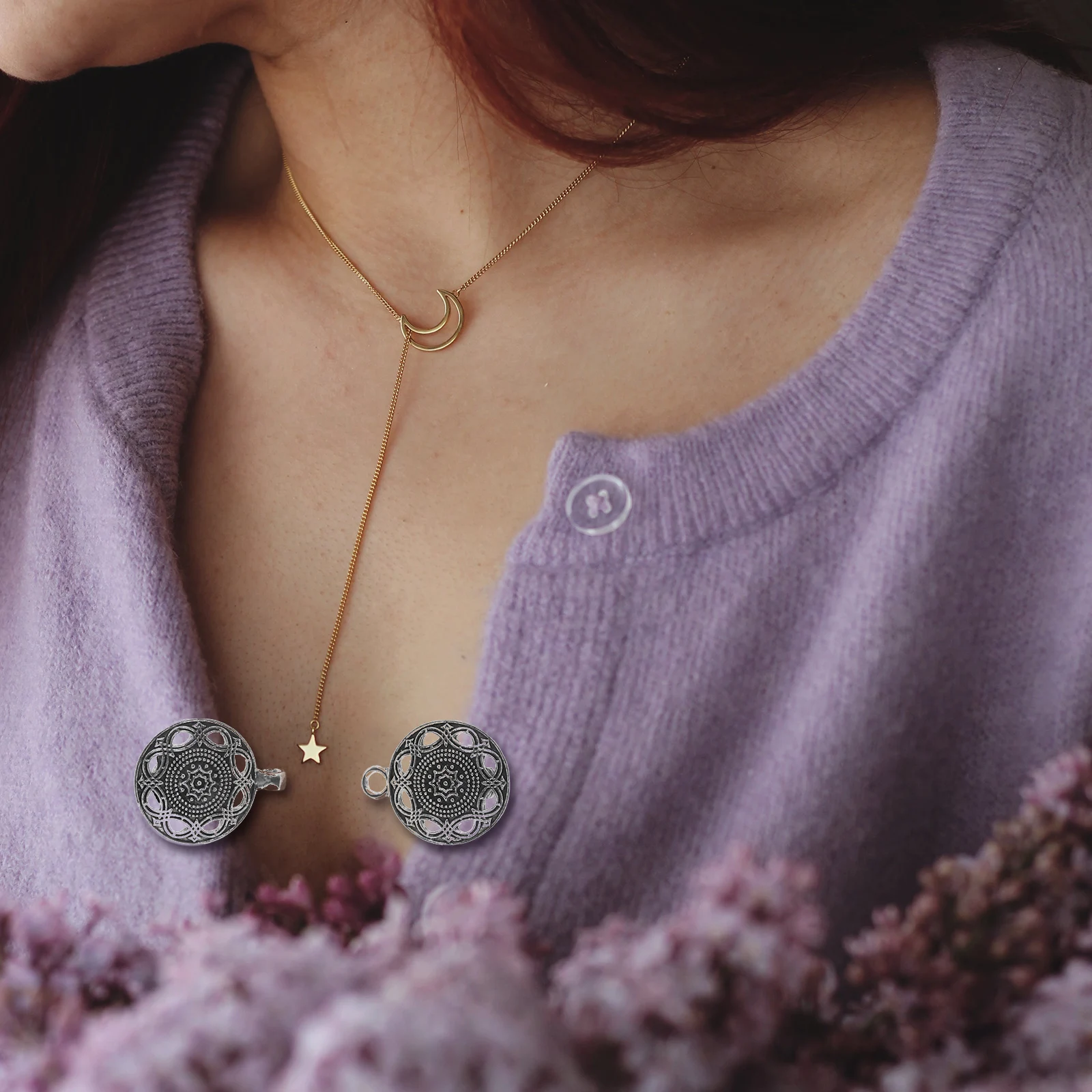 

5pcs Hollow Floral Vintage Sweater Scarf Shirt Collar Clip Lightweight Zinc Alloy Clothing Buckle Closure Pin For