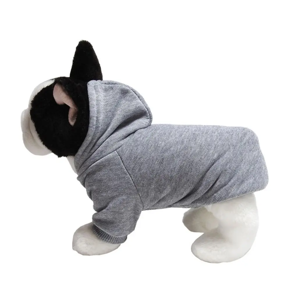 Quente cor sólida pet hoodie macio poliéster de duas pernas cão moletom com capuz confortável cão hoodies camisola inverno