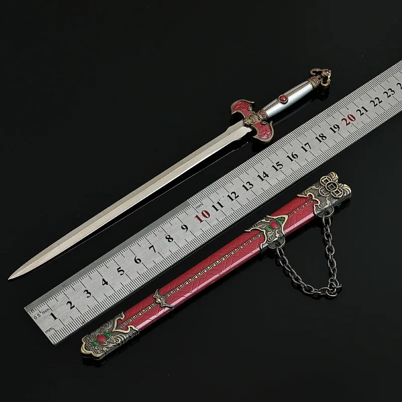 22 CM Cinese Antico Arma Fredda Fu Lu Spada Armi Artigianali In Metallo Modello Da Collezione Ornamenti Da Scrivania Regalo Creativo per il Fidanzato