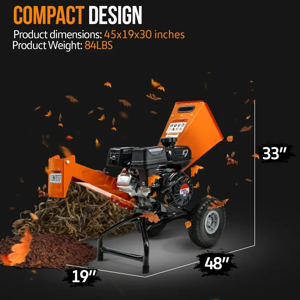 Déchiqueteuse à bois, moteur 7 CV, rotor compact, conception d'assemblage, capacité maximale de 3 pouces